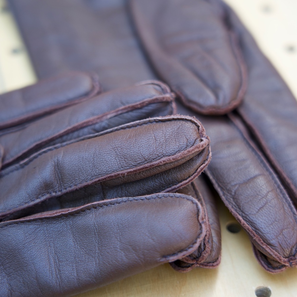 Vintage Sauso Leather Exterior & Wool Knitted Interior Gloves - Picture 5 of 12